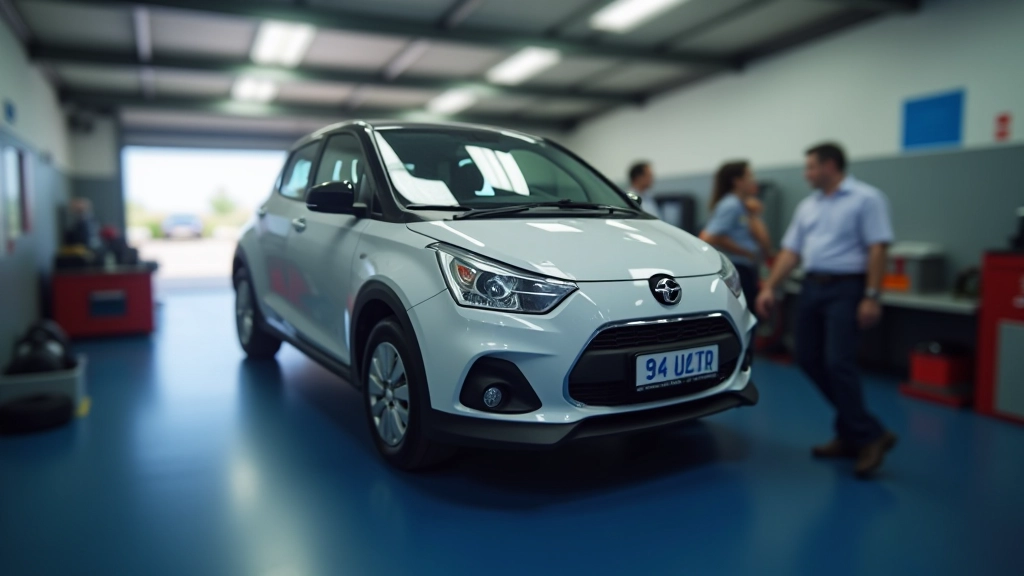 Estación de inspección técnica ITV con vehículo siendo revisado