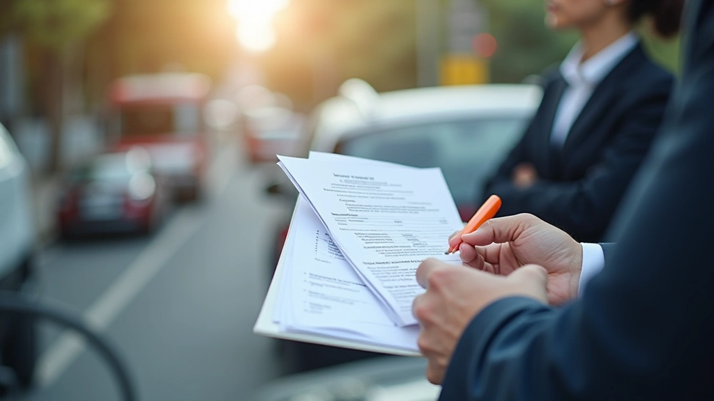 Factura de costes de vehículo y calculadora en documento financiero