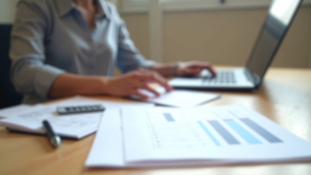 Profesional calculando presupuesto de vehículo con documentos y calculadora en escritorio moderno